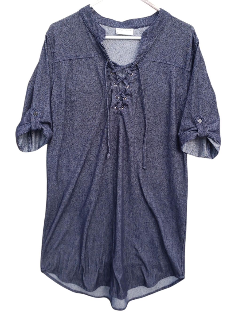 Bobbie Brooks Ladies' Denim-Look Shirt Dress Tunic in Dark Blue